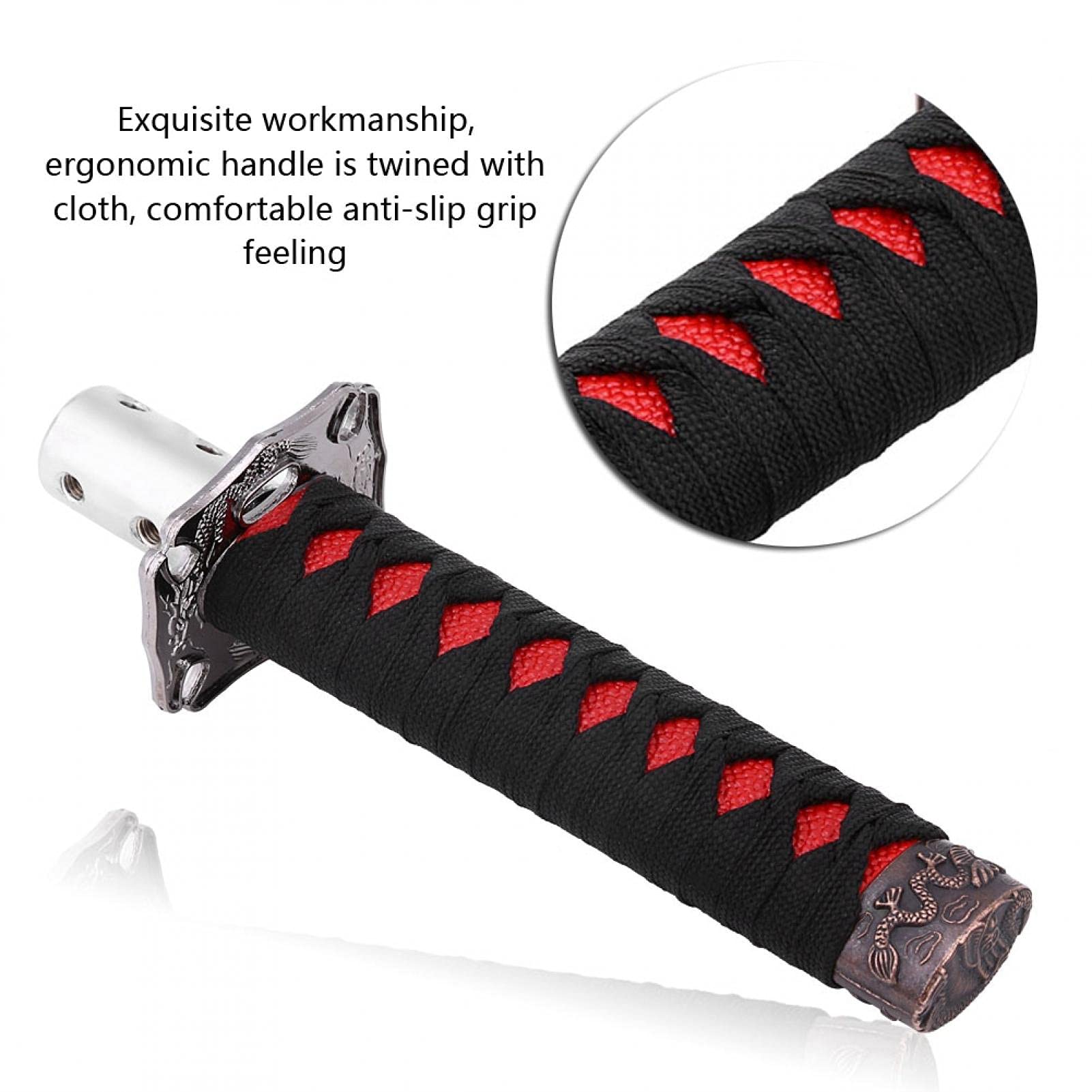 OUKENS Pommeau Levier Vitesse Sabre Noir-Rouge Manuel