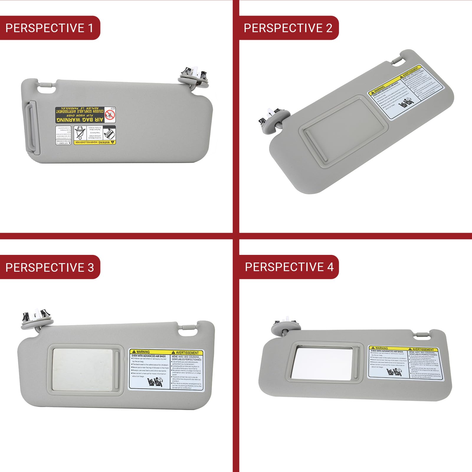 OUKENS Pare-soleil passager RAV4 2006-2009 gris avec miroir