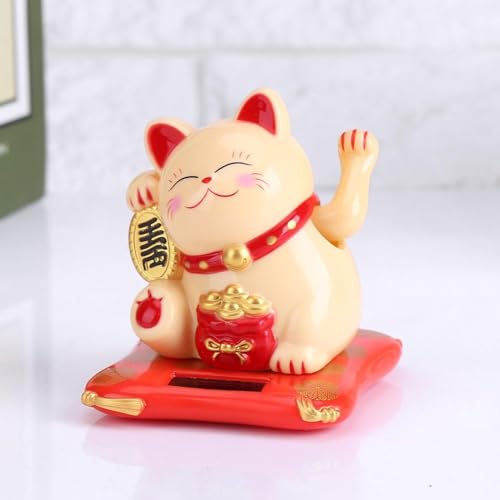 Jadeshay Articles Ménagers Maneki Neko Solaire Jaune