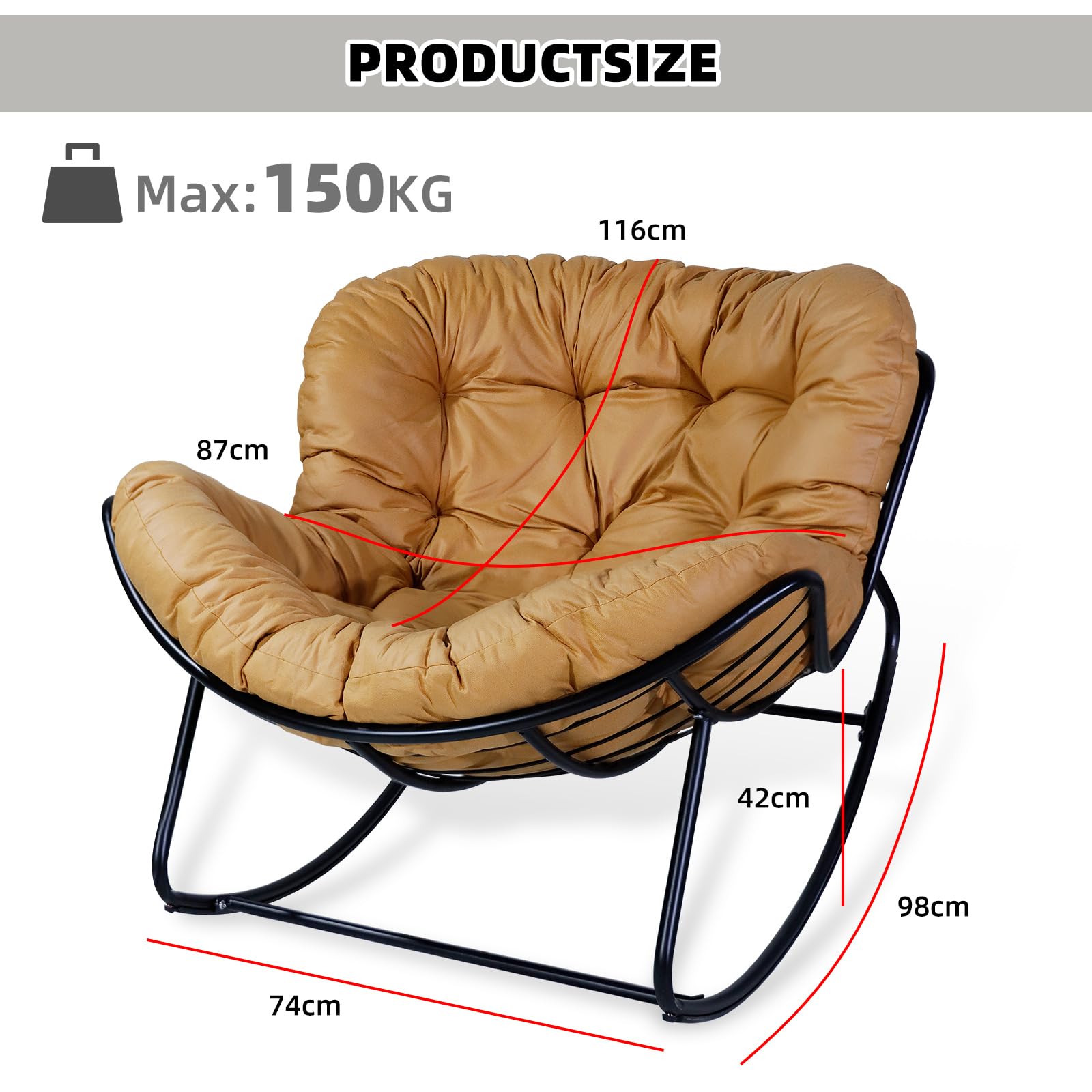 CCLIFE DIY Tools Fauteuil à bascule marron clair 150 kg