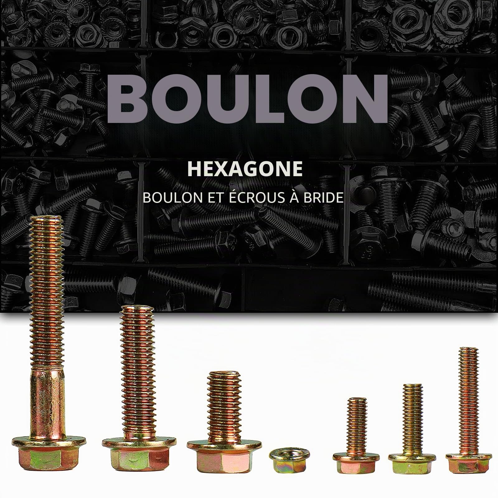 CCLIFE DIY Tools Coffret 280 Boulons à Bride M5 M6 M8 Galvanisé
