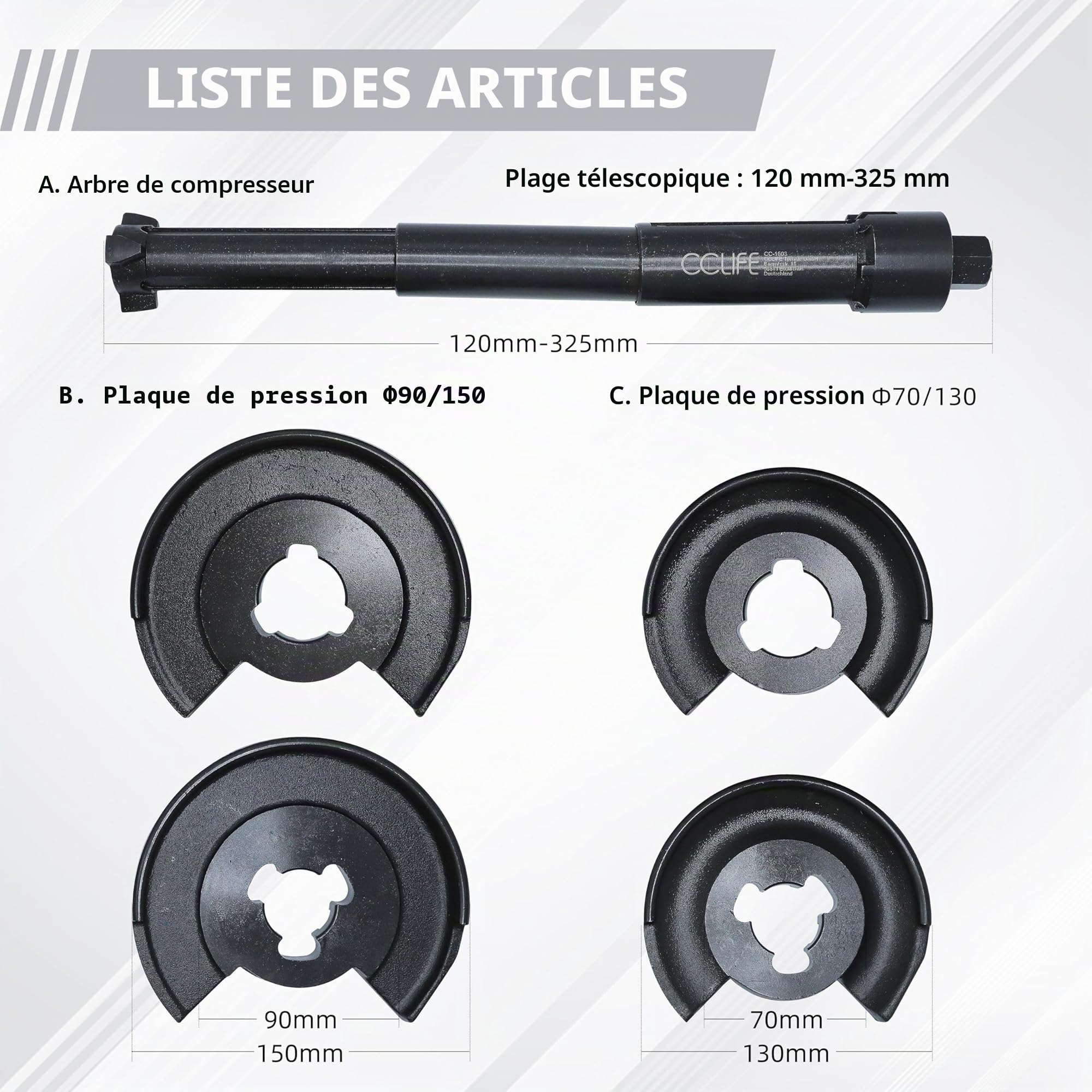 CCLIFE Spring Compressor compresseur ressort intérieur Mercedes 300 mm