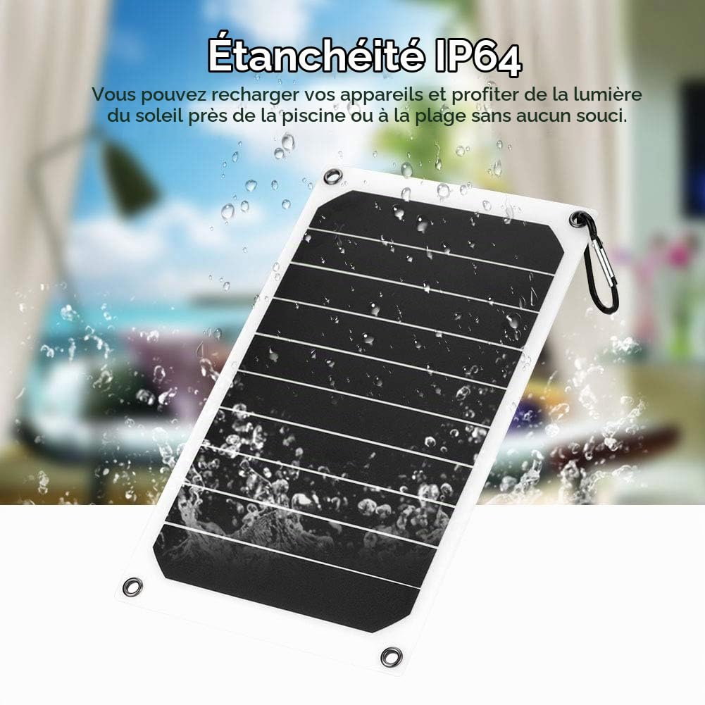 Jadeshay Panneau solaire 10W 5V USB IP64