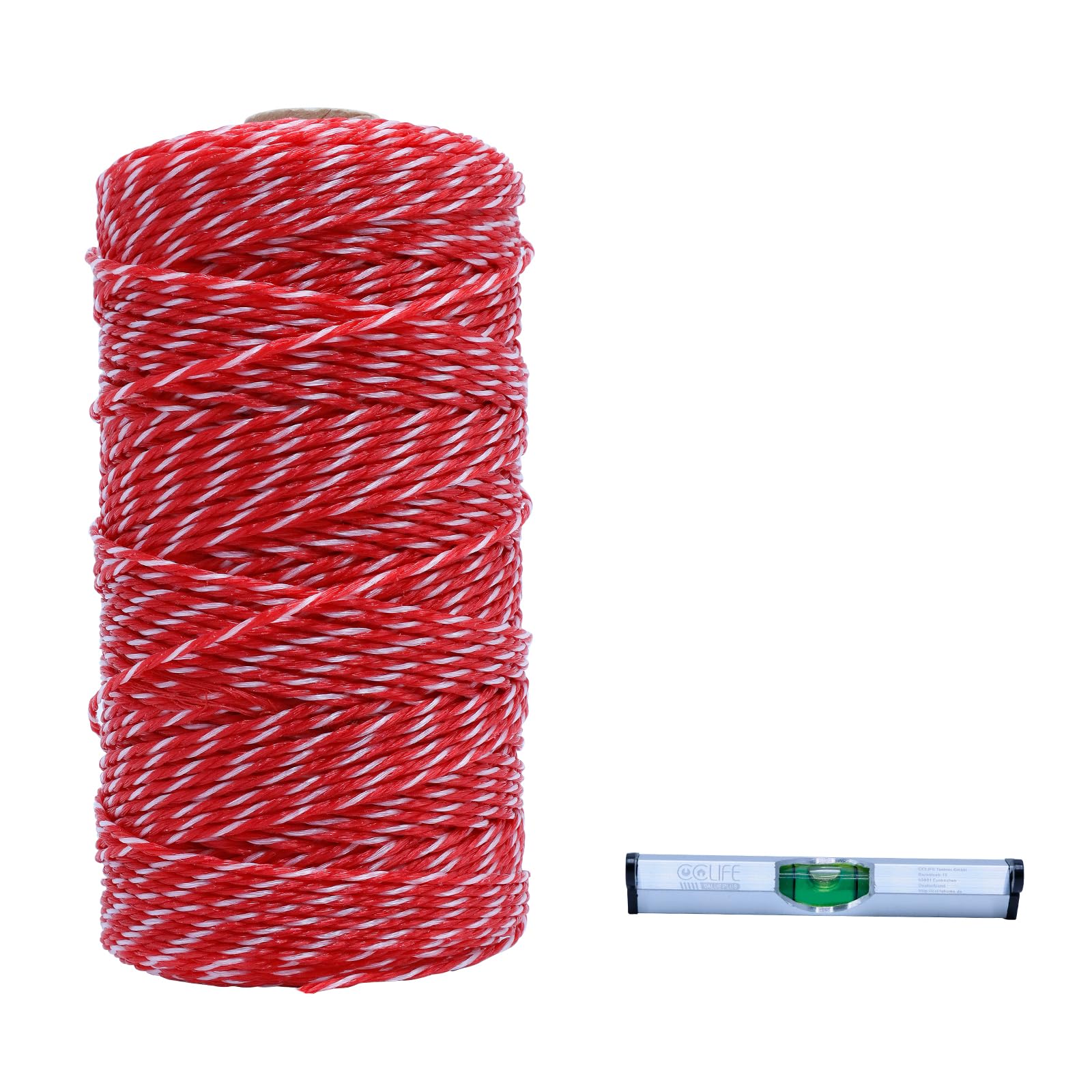 CCLIFE DIY Tools cordeau maçon 200 m rouge-blanc 2 mm