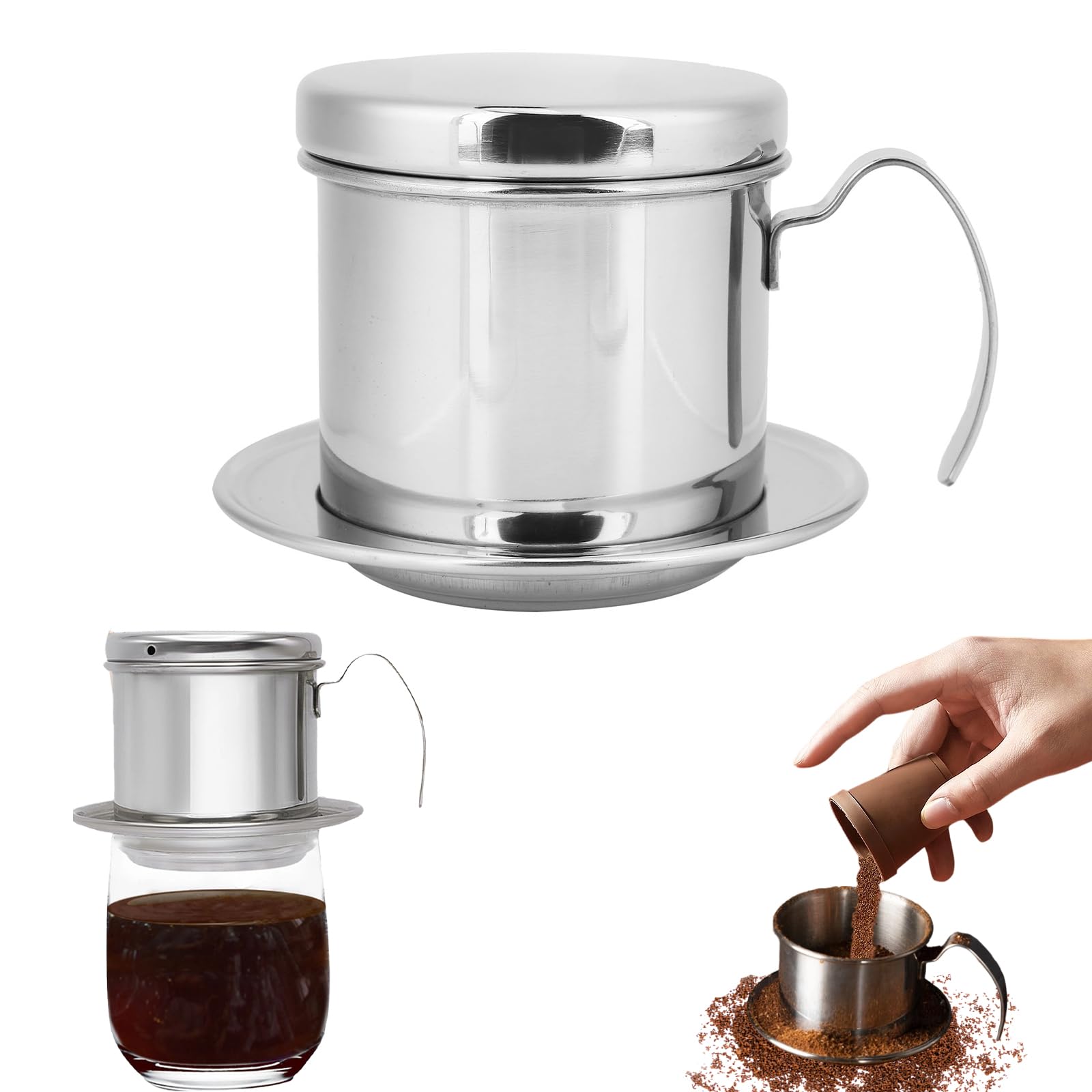 OUKENS Filtre Café Vietnamien Inox 100 ml 1 Tasse Réutilisable