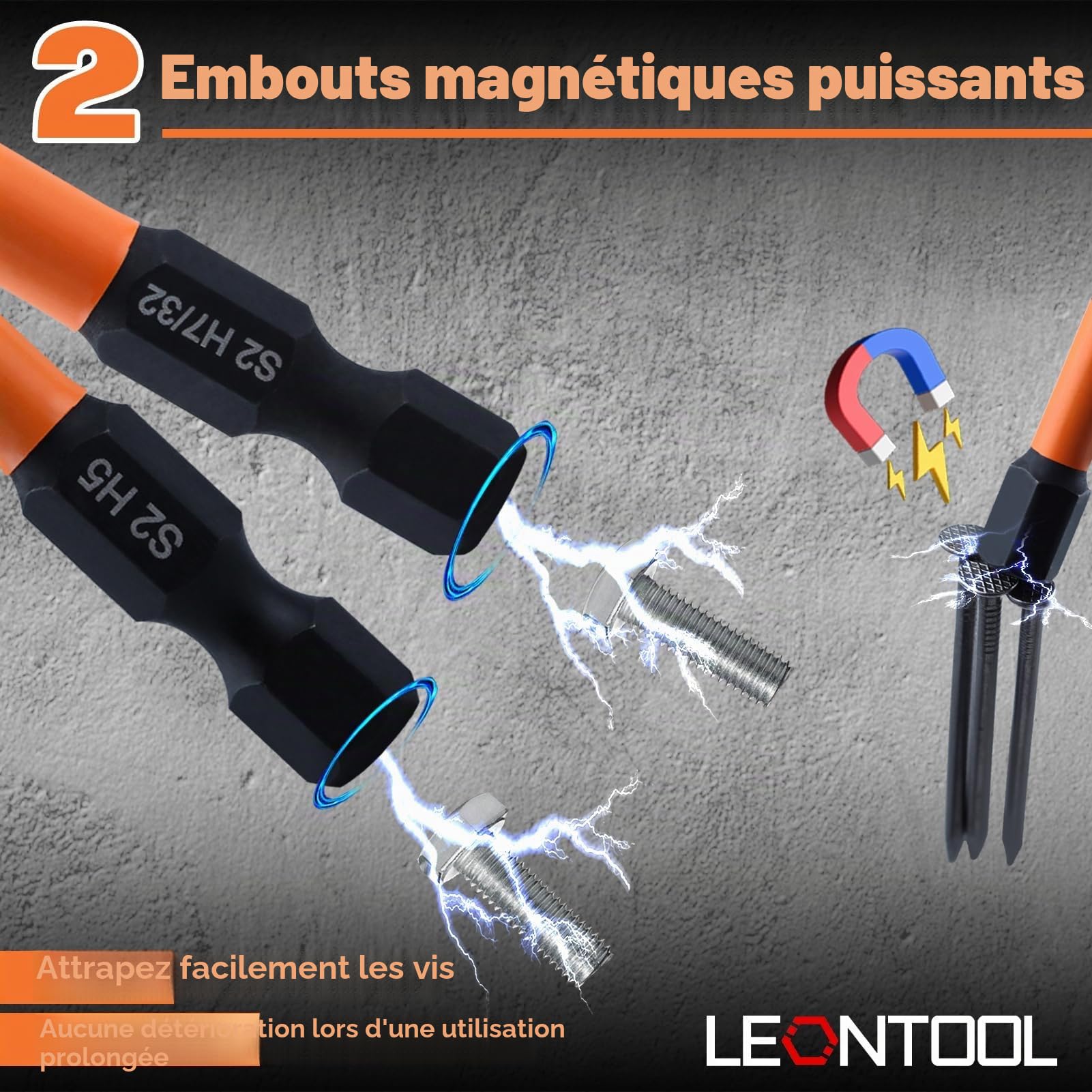 LEONTOOL Tournevis jeu 20 embouts hex S2 50mm métrique+SAE