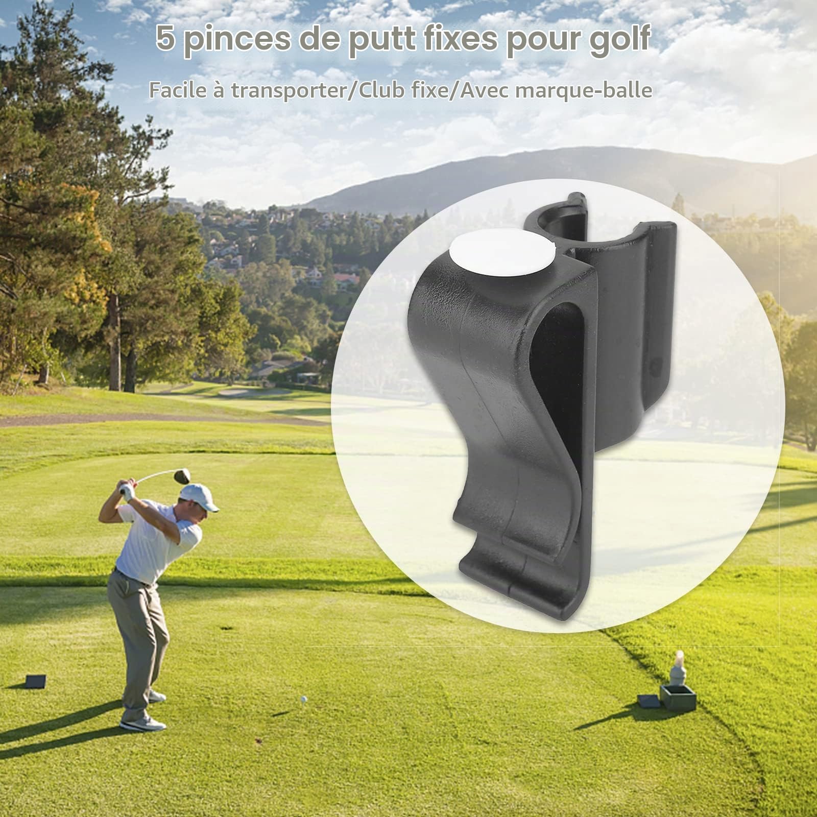 OUKENS Clip Putter Golf Porte-Club Noir Lot de 5
