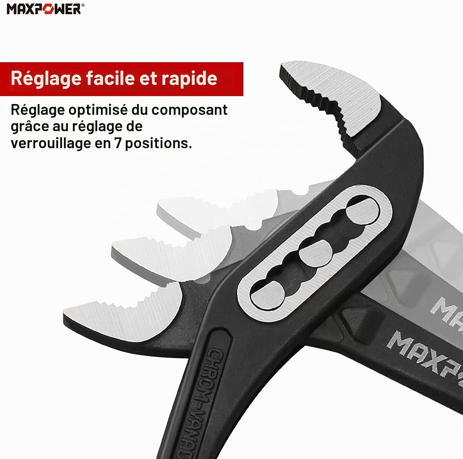 MaxPower Outils plomberie pince multiprise 250mm 90mm Cr-V
