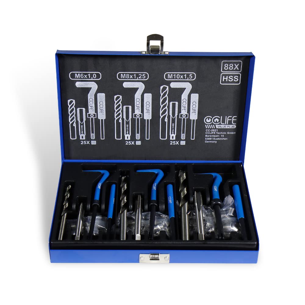 CCLIFE Thread Cutting kit réparation filetage 131 pièces M5-M12