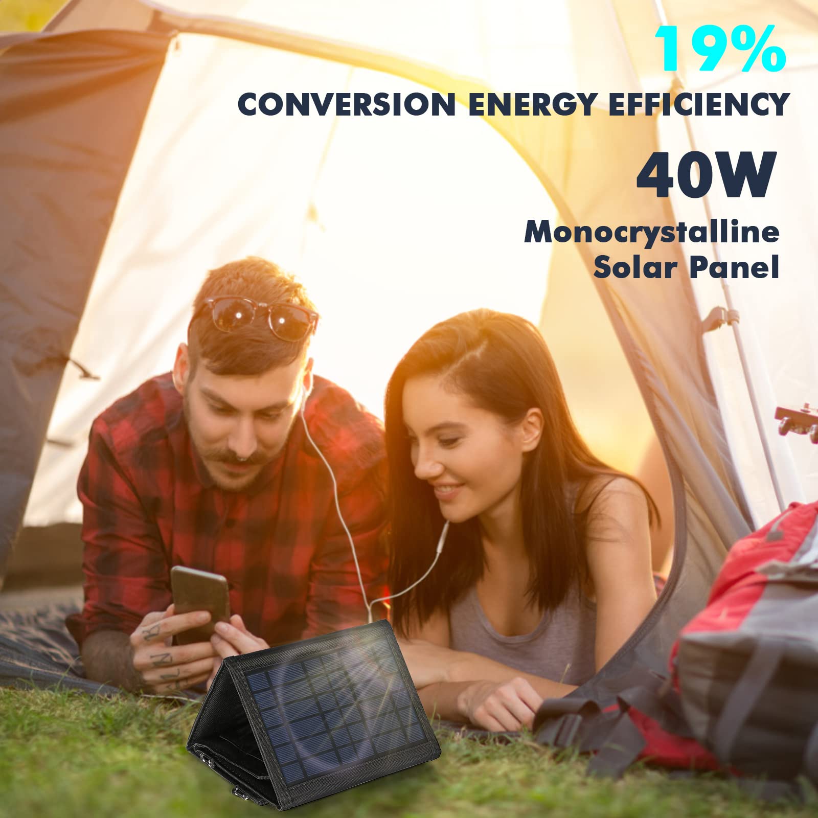 Jadeshay 40W Panneau Solaire Pliable Portable USB 5V