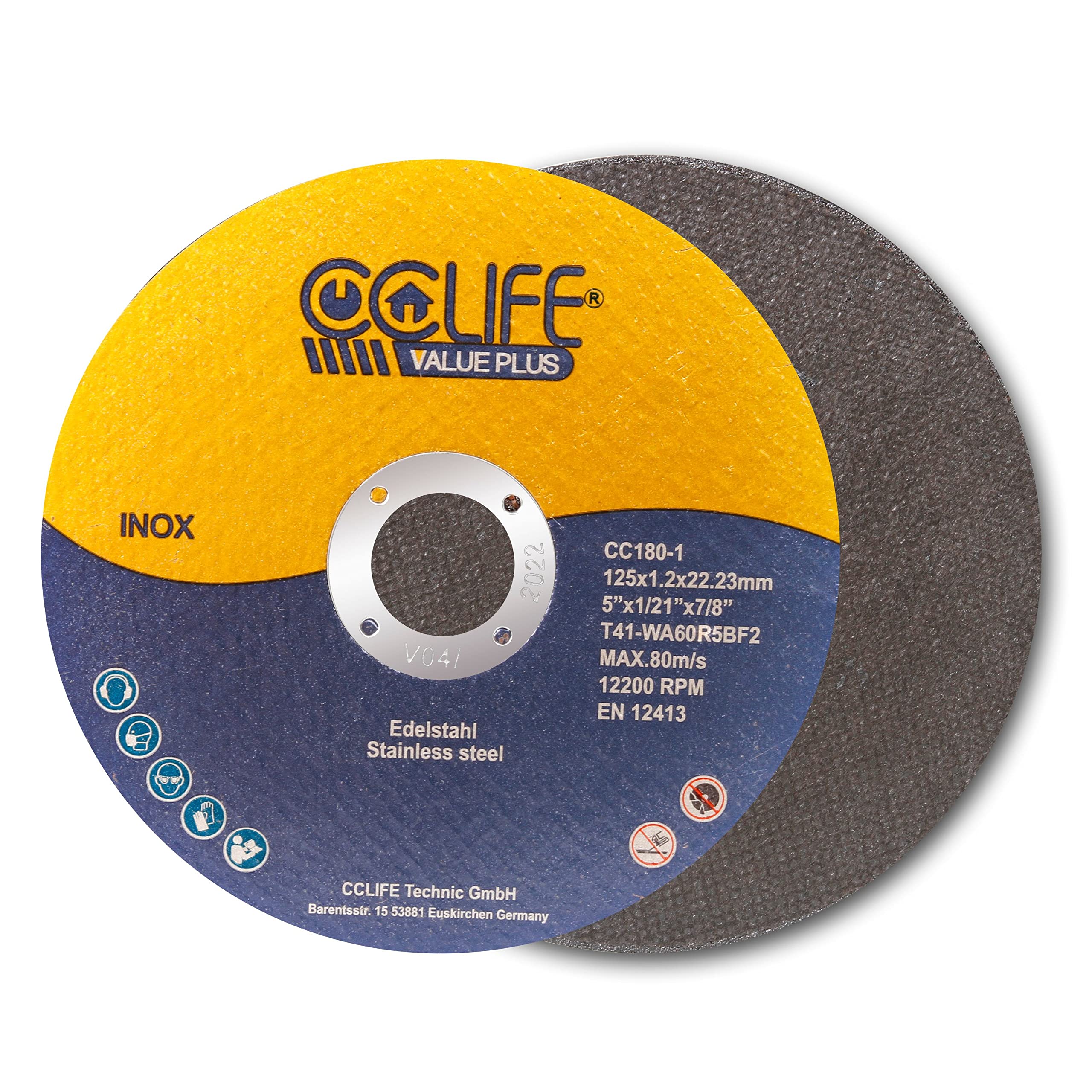 CCLIFE DIY Tools disque à tronçonner 125 mm lot de 50 inox