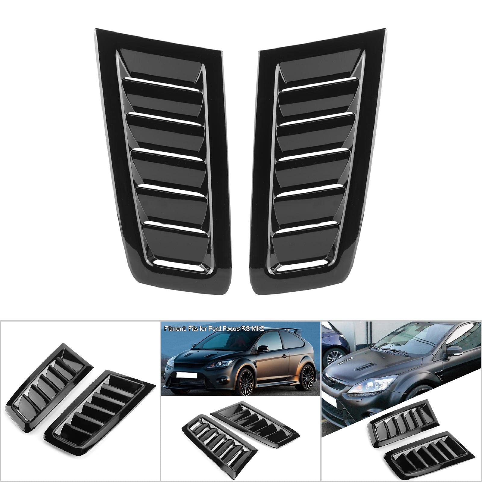 OUKENS Modification Évent Capot Focus RS MK2 Noir Brillant Paire