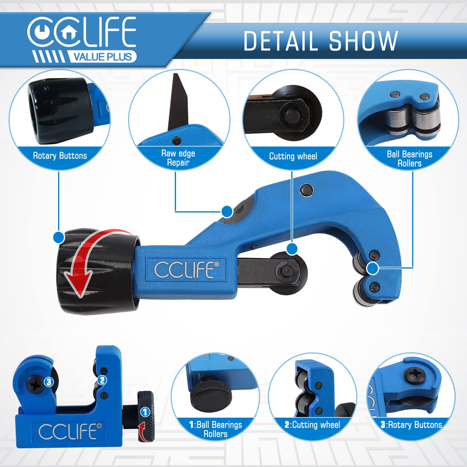 CCLIFE DIY Tools coupe-tube cuivre 2 pièces 3-22/3-32mm