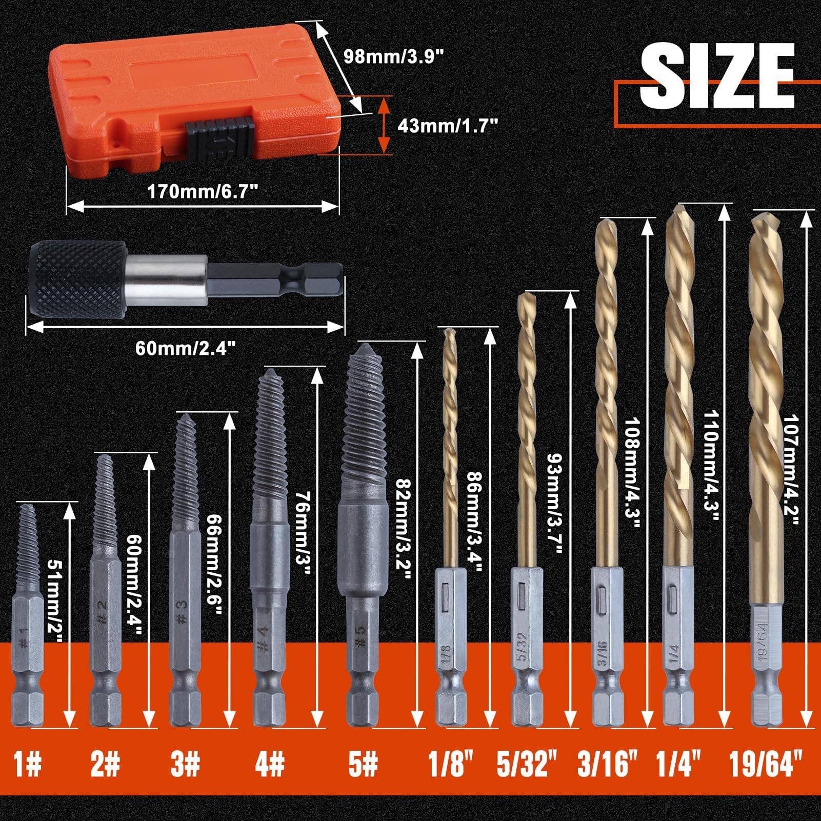 LEONTOOL Kit extracteur vis 11 pcs foret gauche titane