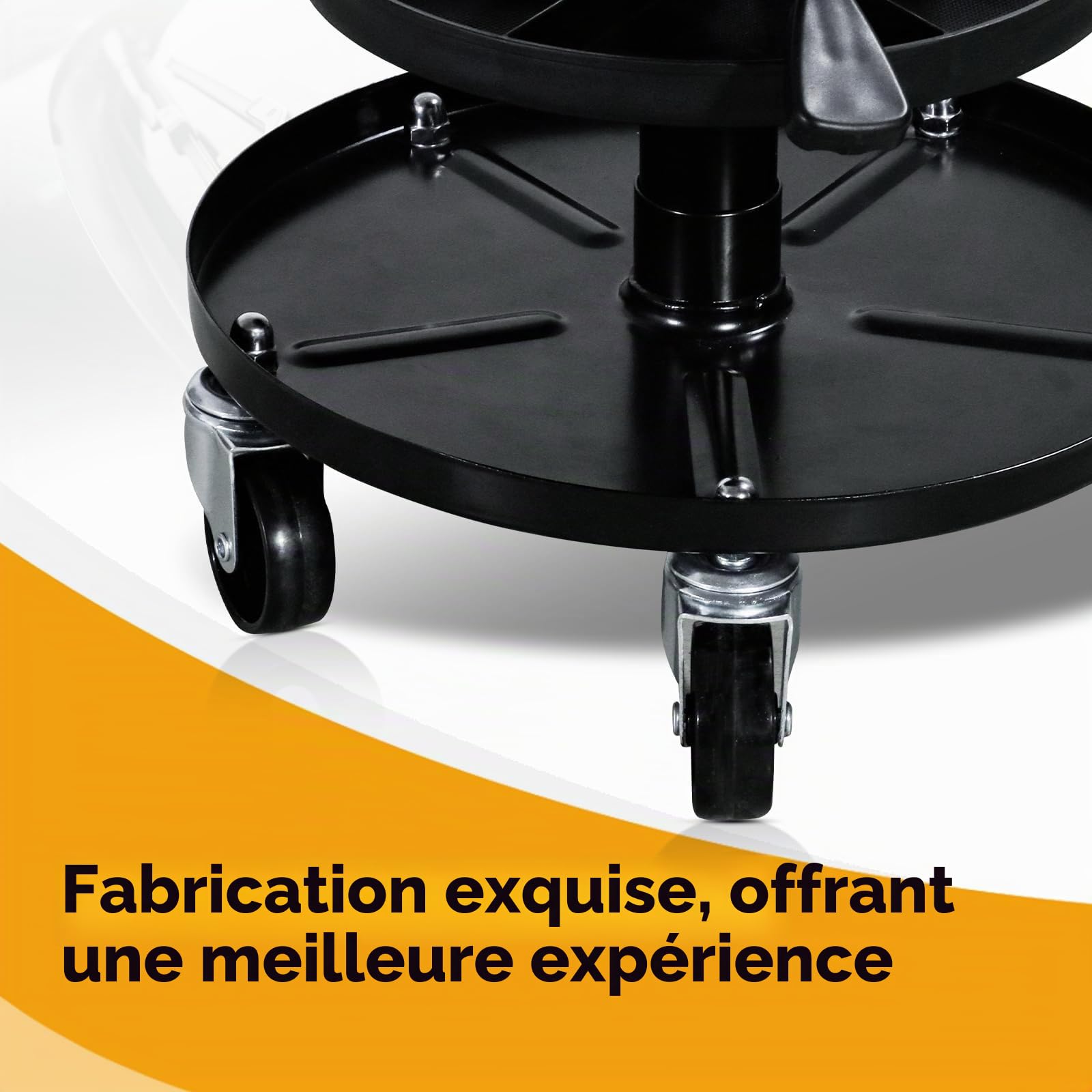 CCLIFE Tabouret Atelier à Roulettes Orange 150 kg Réglable