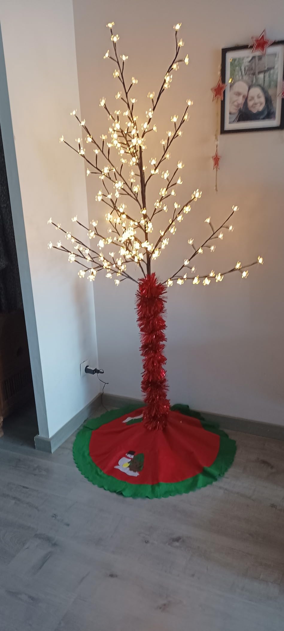 CCLIFE DIY Tools arbre cerisier lumineux 180 cm 200 LED blanc chaud