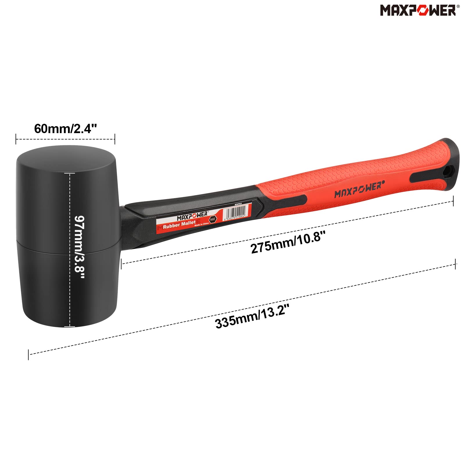 MaxPower Outils de frappe maillet noir 335 mm 454 g