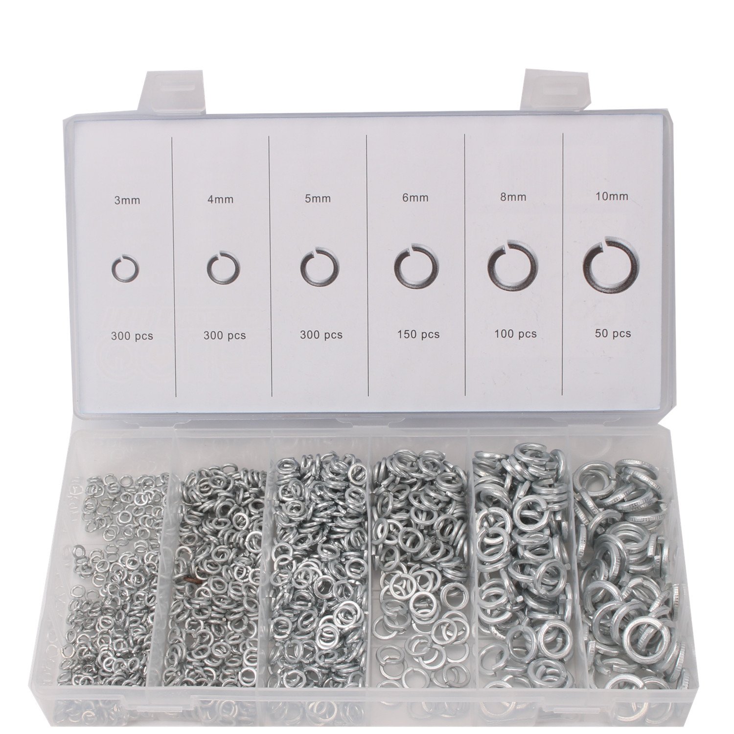 CCLIFE DIY Tools coffret rondelles ressort 1200 pcs 3-10 mm acier