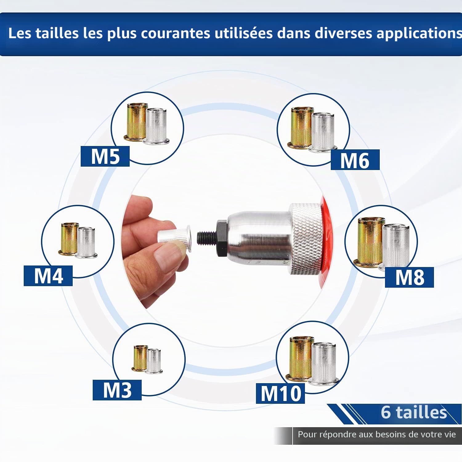CCLIFE Rivet Guns écrous rivet acier zinc 500 pièces M3-M10