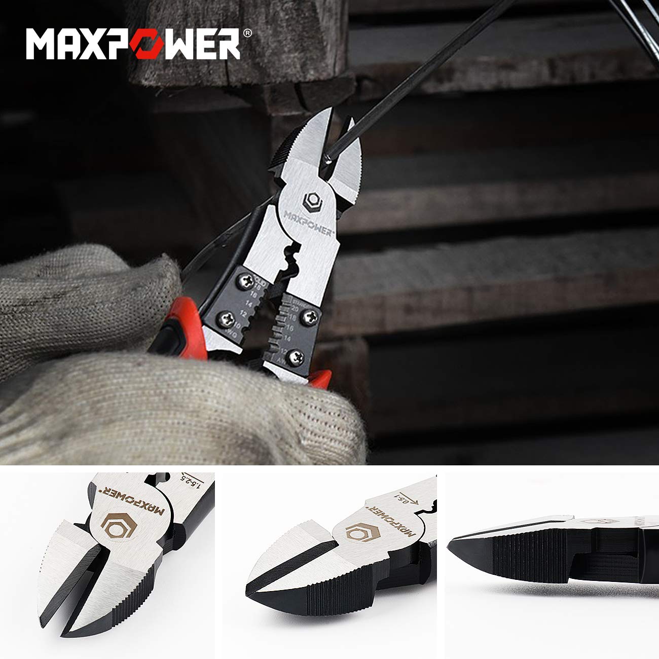 MaxPower Outils de serrage jeu 3 pinces Cr-V à dénuder