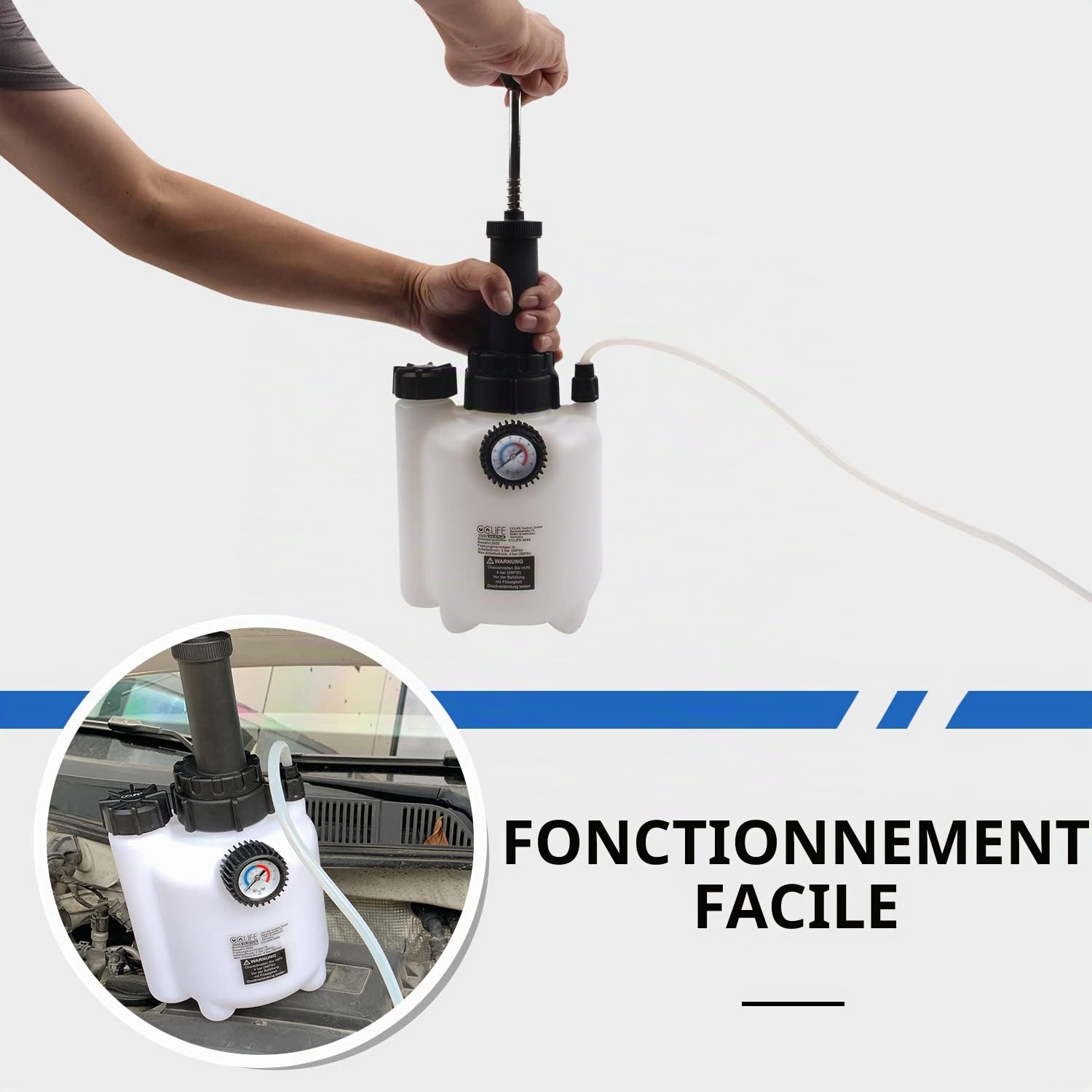 CCLIFE Brake System Tools purgeur frein 3 L blanc E20