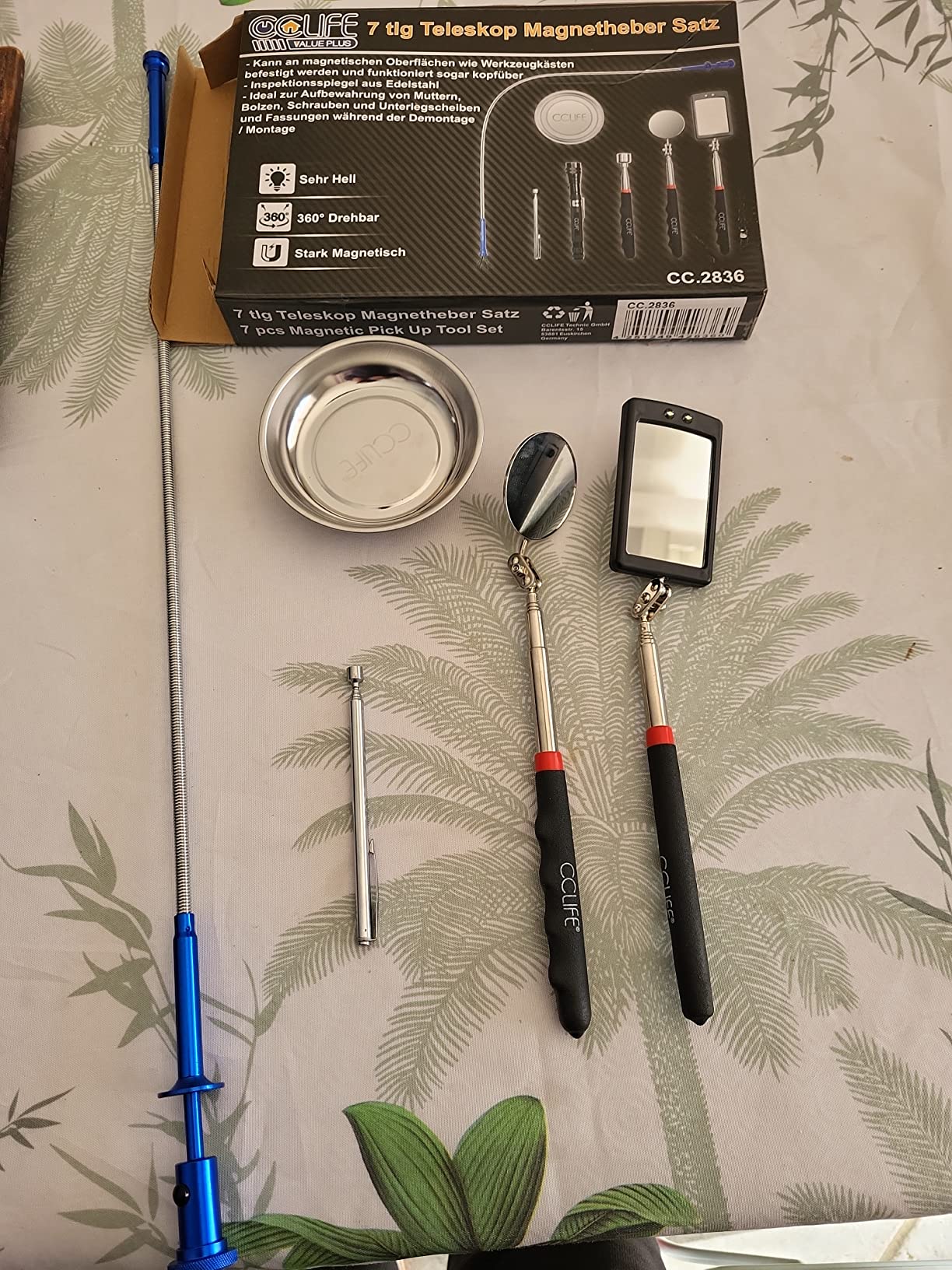 CCLife DIY Tools kit 7 aimant télescopique miroir LED