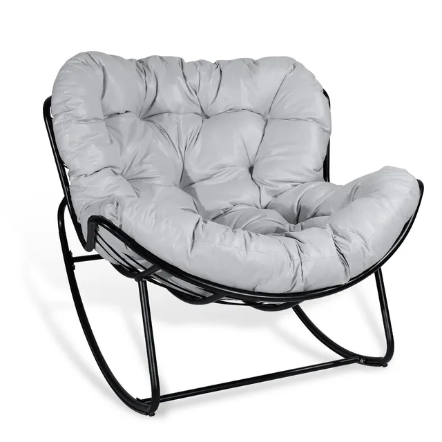 CCLIFE DIY Tools fauteuil à bascule gris 150 kg avec coussin