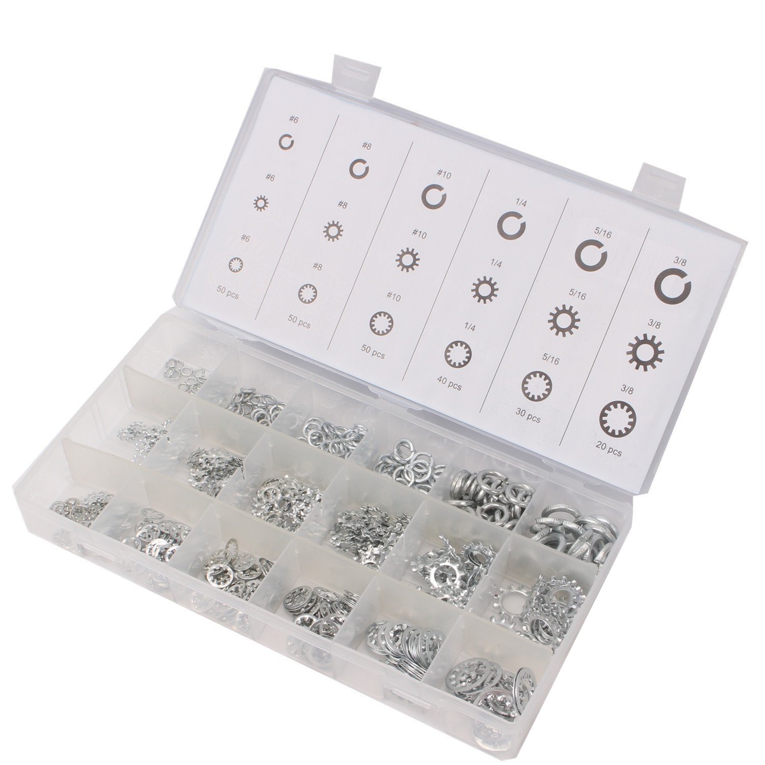 CCLIFE DIY Tools coffret rondelles dentées 720 pcs 3-10 mm mixte