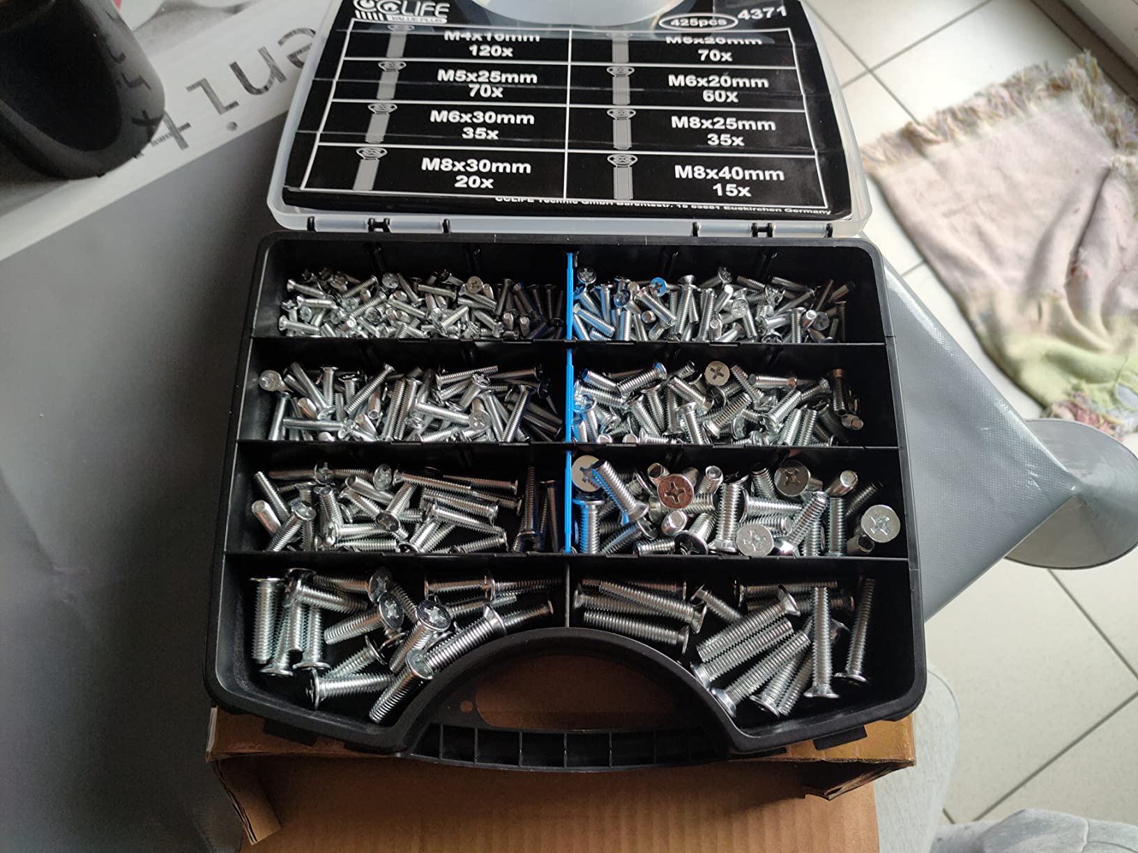 CCLIFE DIY Tools Coffret 280 Boulons à Bride M5 M6 M8 Galvanisé