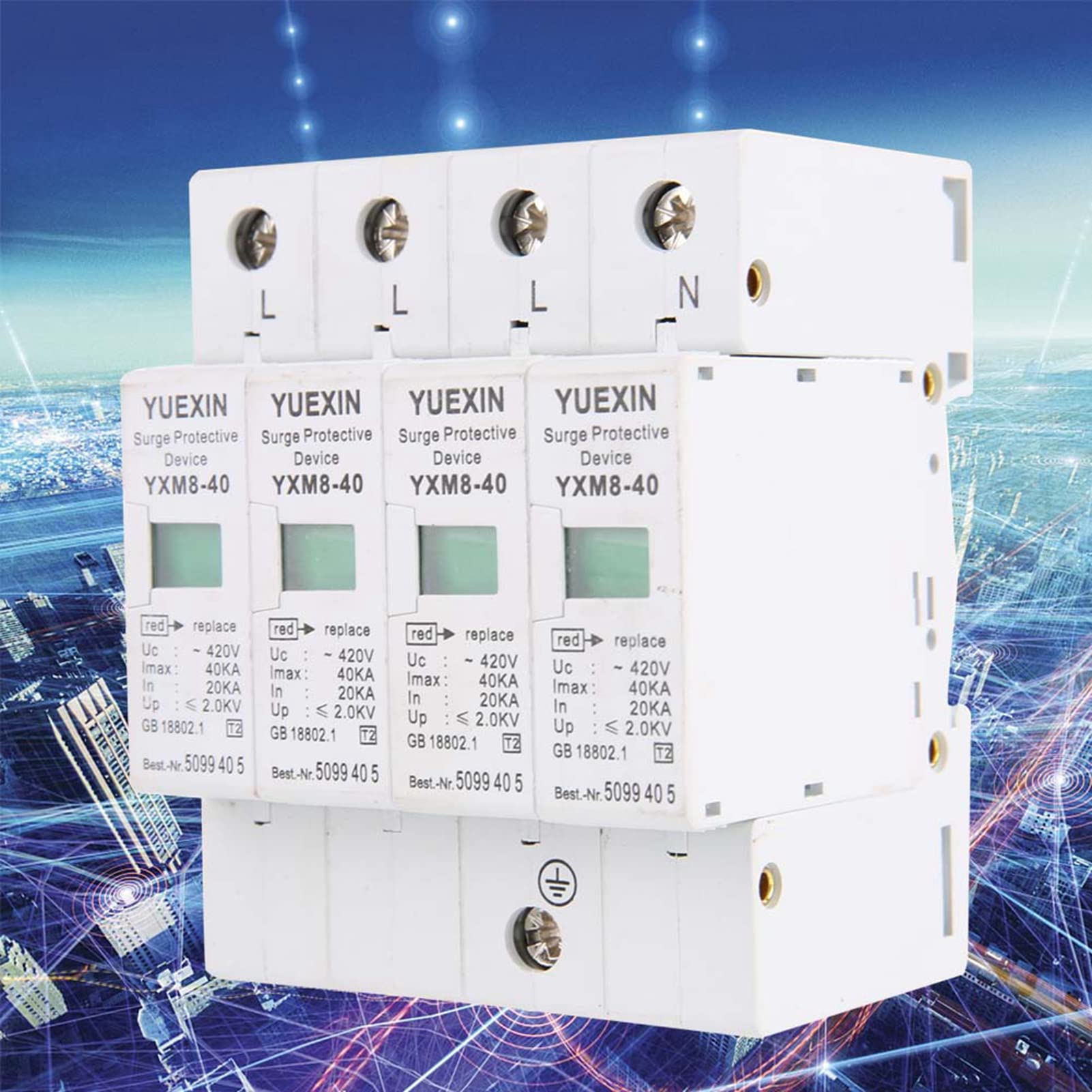 Jadeshay Installation Électrique Parafoudre 4P 40kA Rail DIN