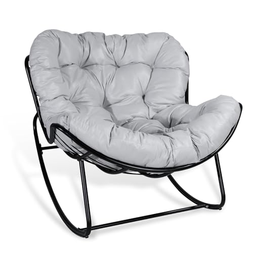 CCLIFE DIY Tools fauteuil à bascule gris 150 kg avec coussin