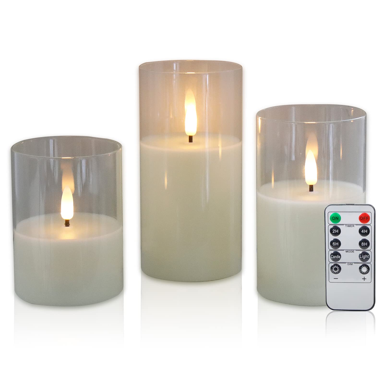 CCLIFE DIY Tools bougies LED verre doré 3 pièces télécommande