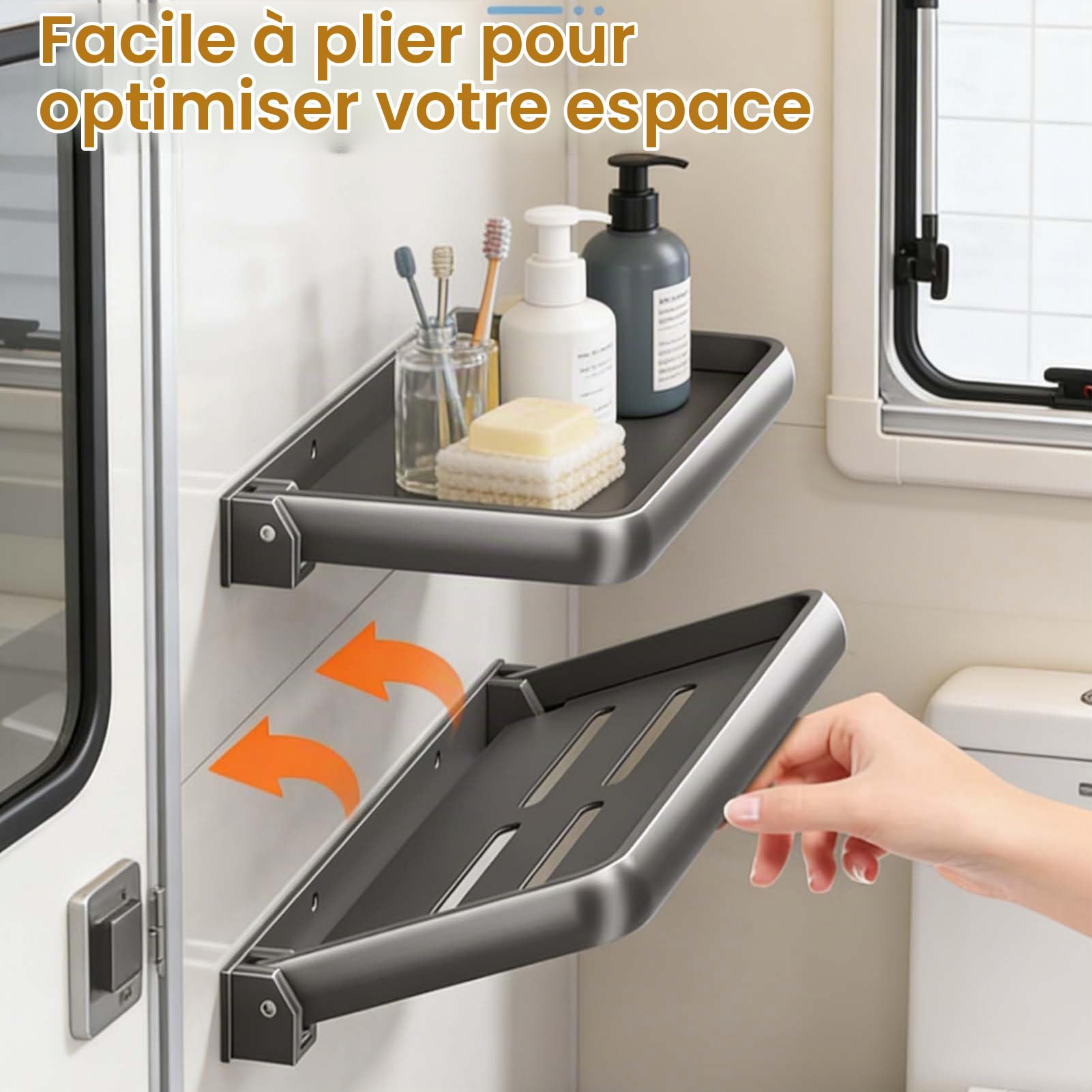 LEONTOOL Étagère murale pliante alu camping-car