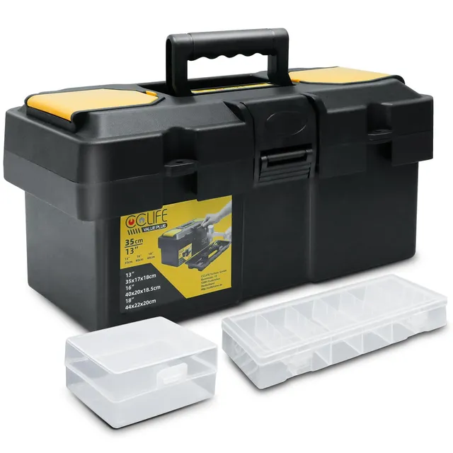 CCLIFE DIY Tools Boîte à Outils Vide 13" Noir Jaune 35 cm