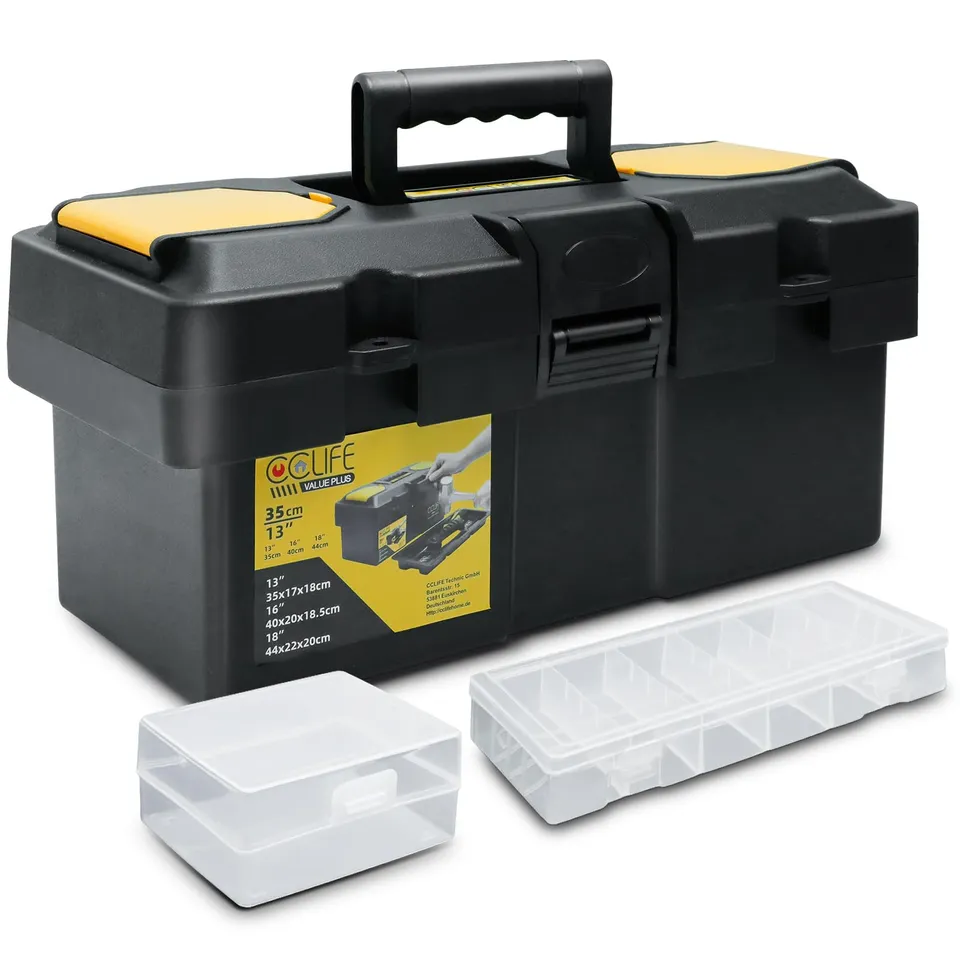 CCLIFE DIY Tools Boîte à Outils Vide 13" Noir Jaune 35 cm