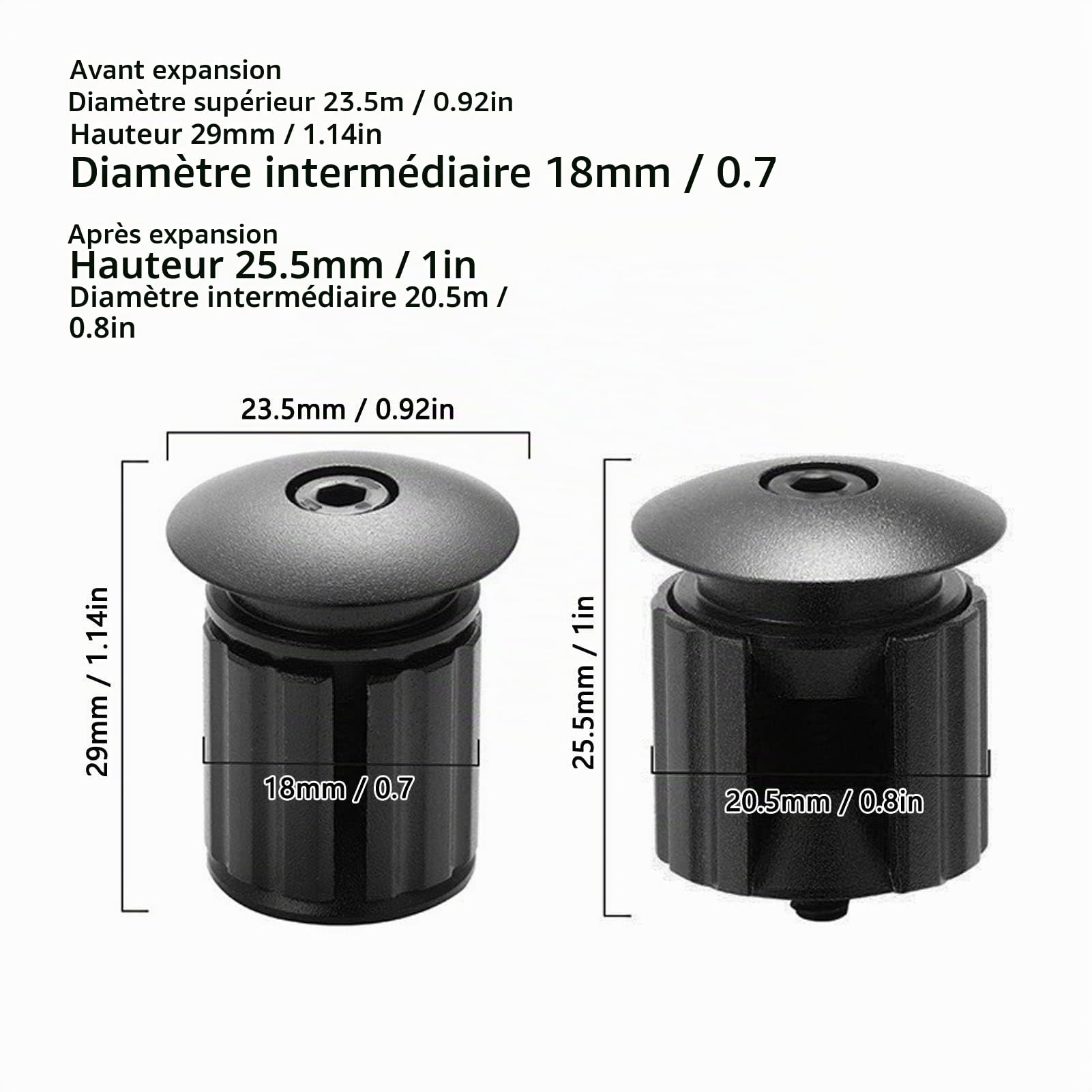 OUKENS Embouts guidon vélo alu noir paire 18-20 mm