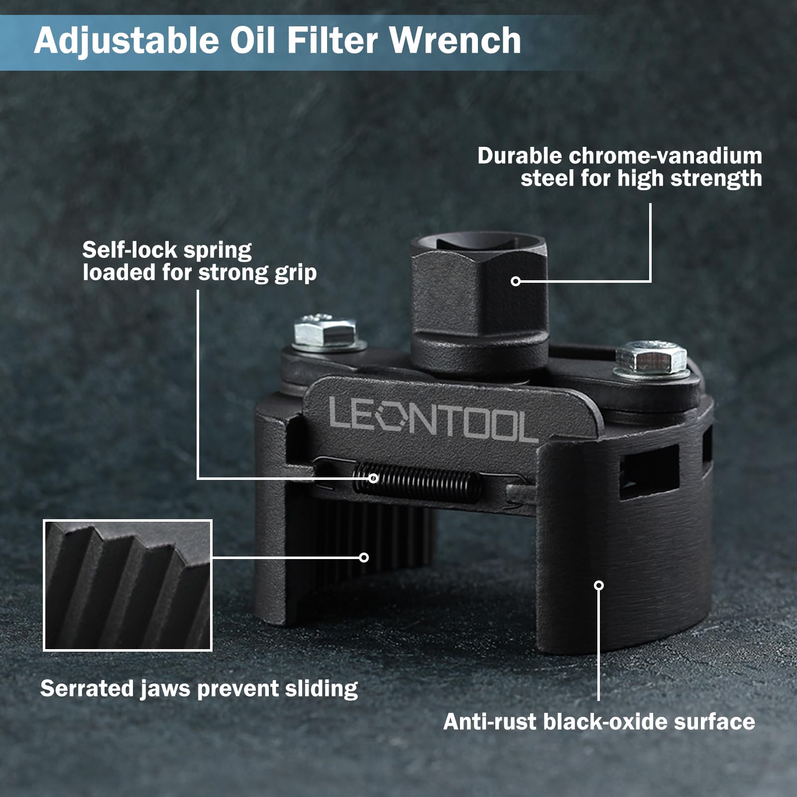 LEONTOOL Outils Automobiles clé filtre huile 60-80 mm 2 mors