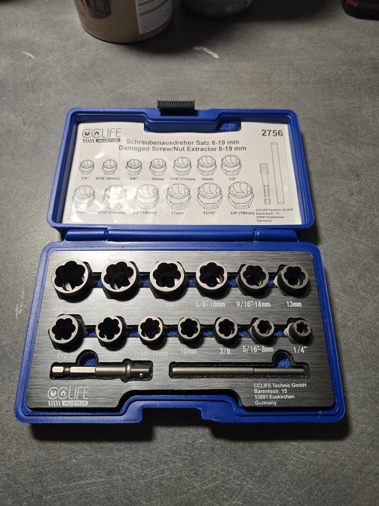 CCLIFE Locking Wheel Nut Removal coffret extracteur 15 pièces 8-19mm