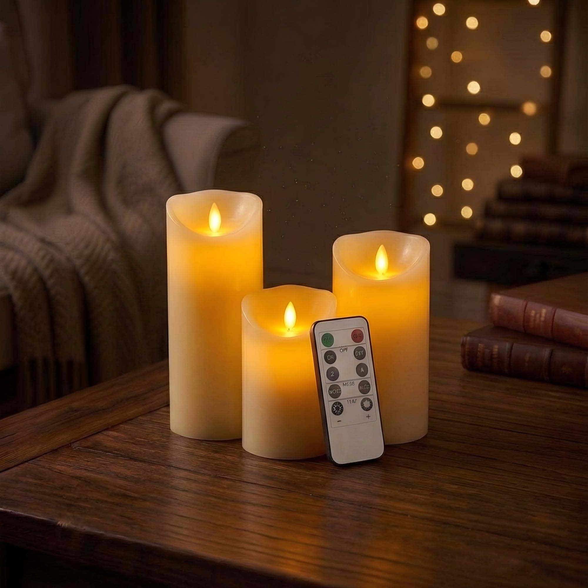 CCLIFE DIY Tools bougies LED cire beige 3 pcs télécommande