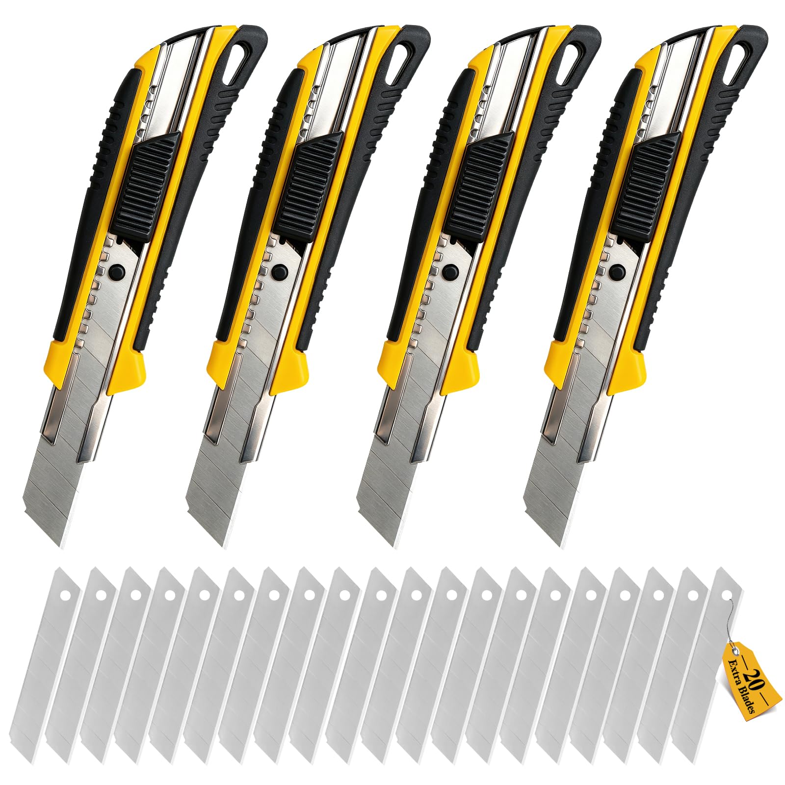 CCLIFE DIY Tools Cutter Pro 18mm 4 Pcs +20 Lames Métal