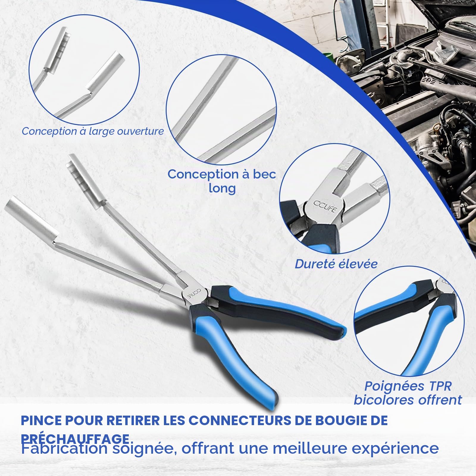 CCLIFE DIY Tools pince bougie 290mm ouverture 90mm