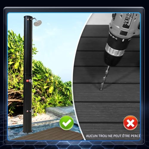 CCLIFE DIY Tools douche solaire jardin 40 litres WPC