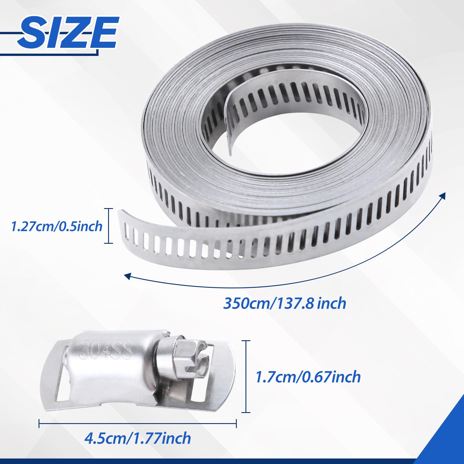 LEONTOOL Vis Écrous Colliers Serrage Inox 304 Sangle 3,7 m + 8