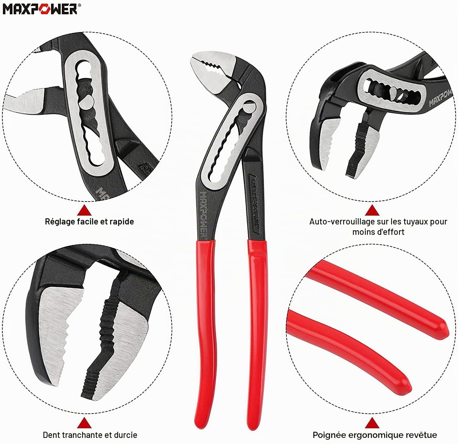 MaxPower Outils de plomberie pince multiprise jeu de 3 180-300 mm