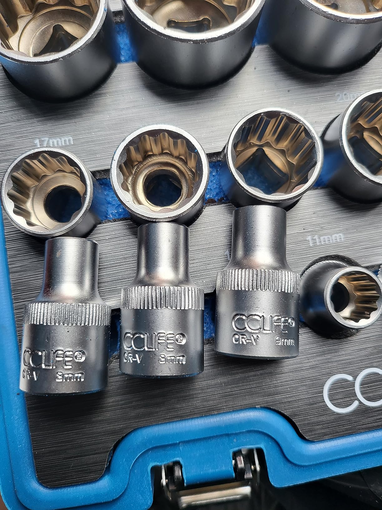 CCLIFE Socket and Bit Sets coffret douilles 1/2 21 pcs Cr-V