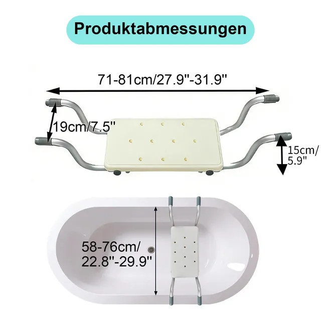 OUKENS Siège Baignoire Réglable 71-81 cm Planche 135 kg