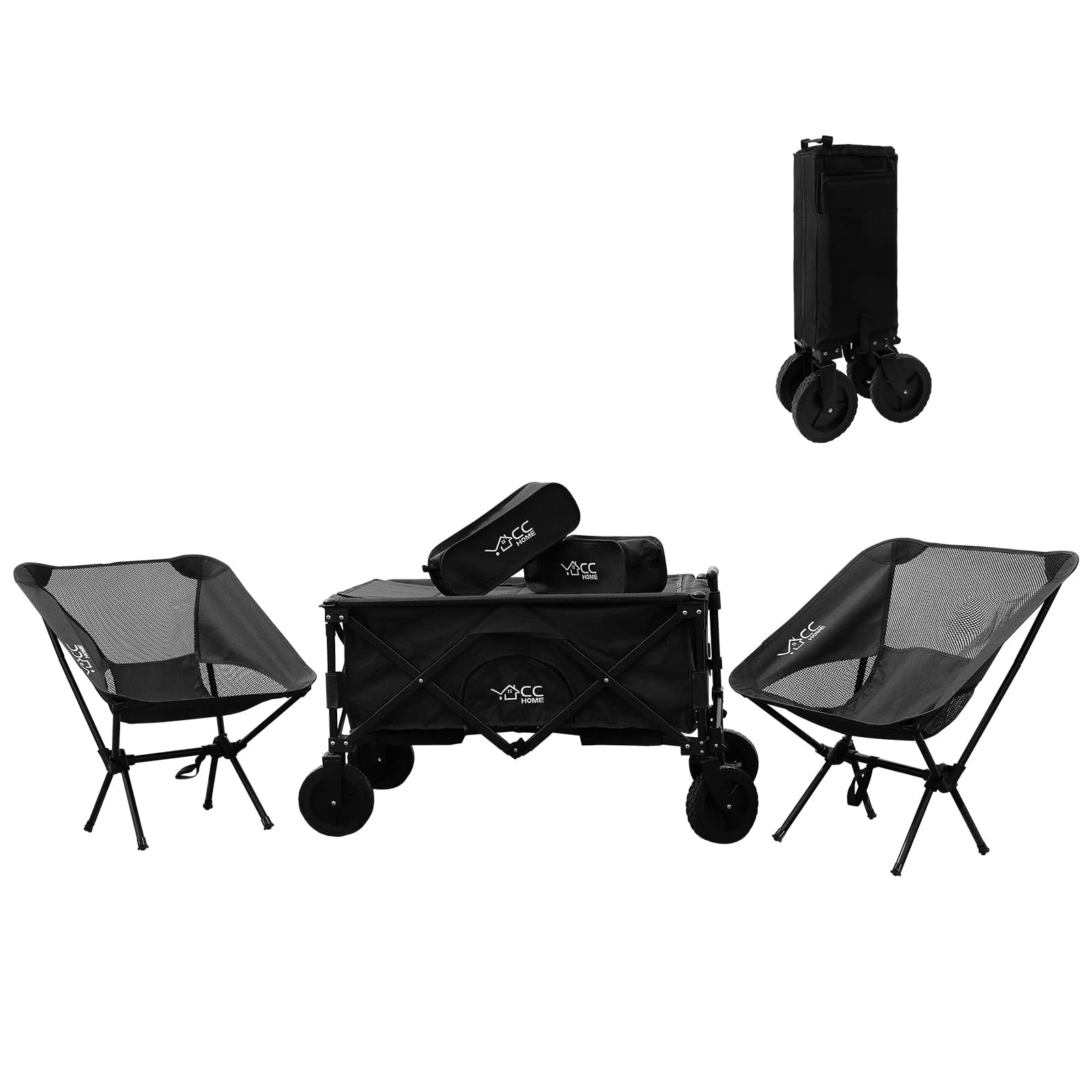CCLIFE Chariot transport pliable 80 kg noir