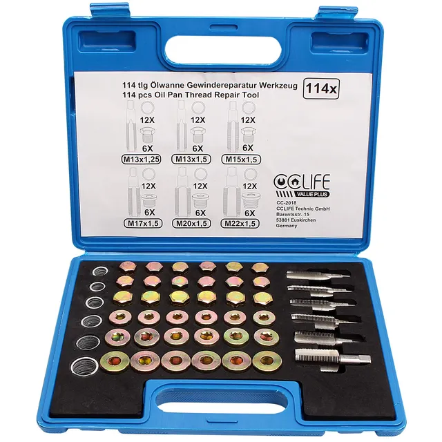 CCLIFE Filetage kit réparation carter huile 114 pcs