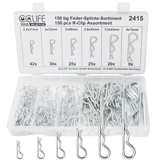 CCLIFE DIY Tools Goupilles clips R zinguées 150 pièces