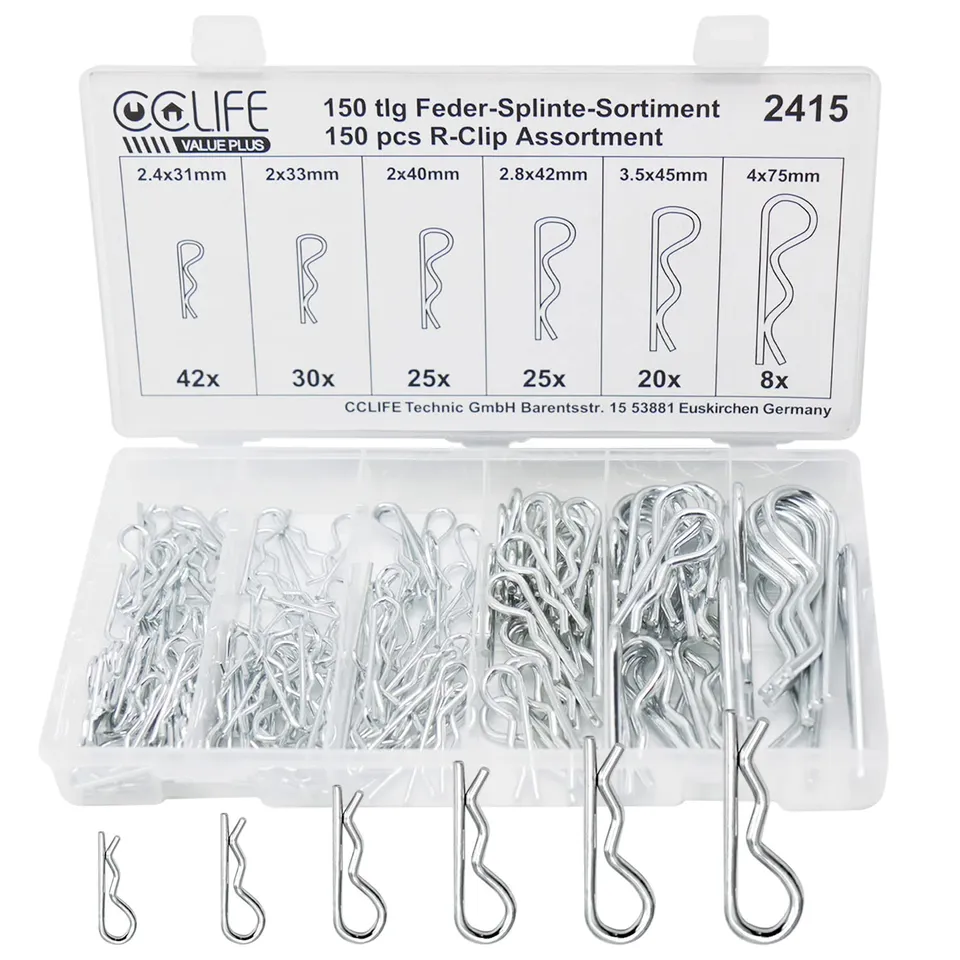 CCLIFE DIY Tools Goupilles clips R zinguées 150 pièces